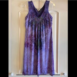 Purple Tie Dye Tank Dress w. Accents - M